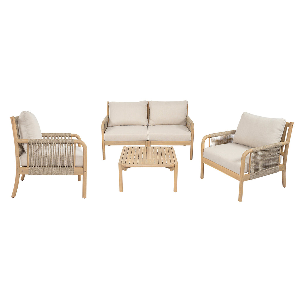 Casper Outdoor 5-Pieces Chat Set with Rope Detailing - Acacia Wood