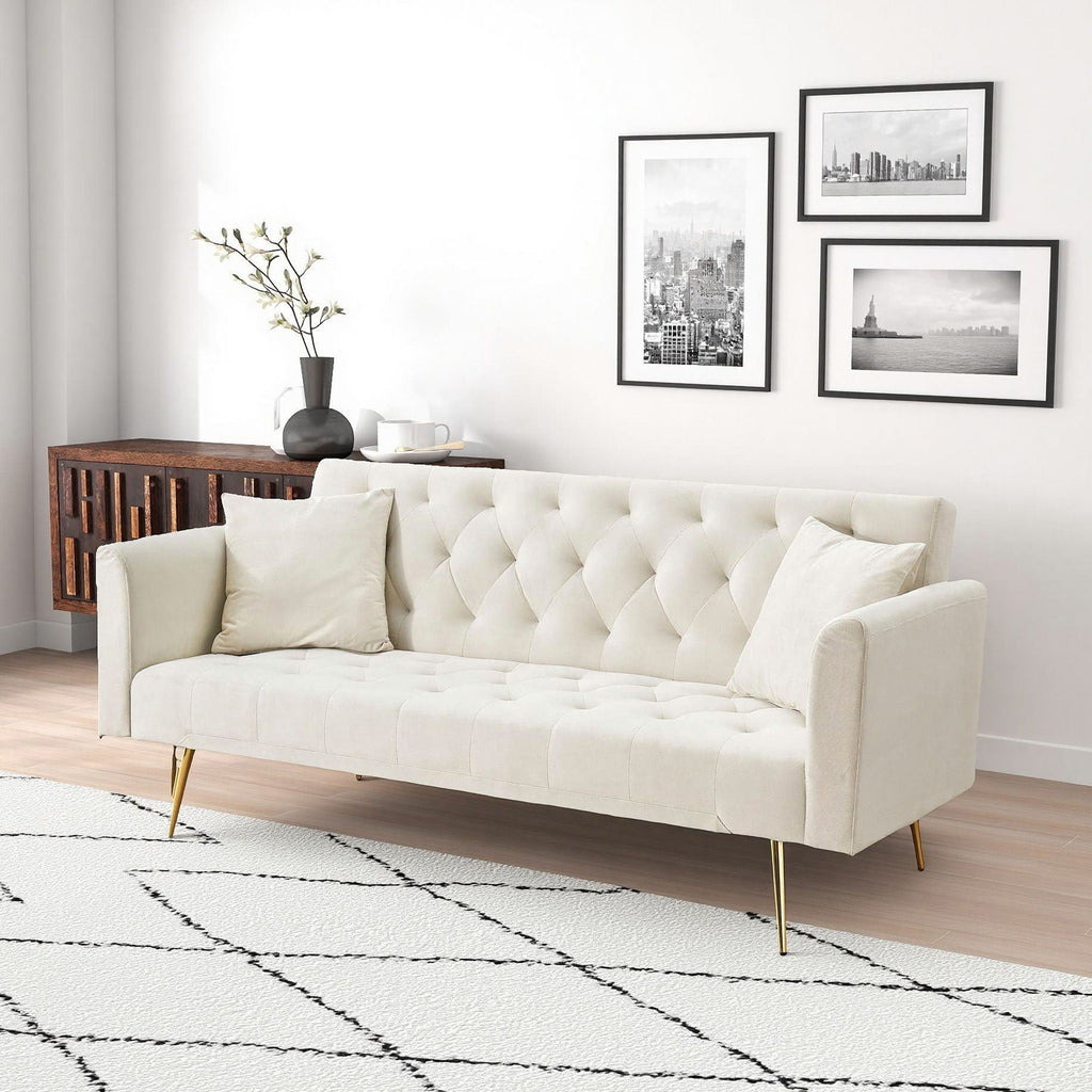 Convertible Fabric Futon Sofa Bed with Adjustable Positions - Multiple Colors