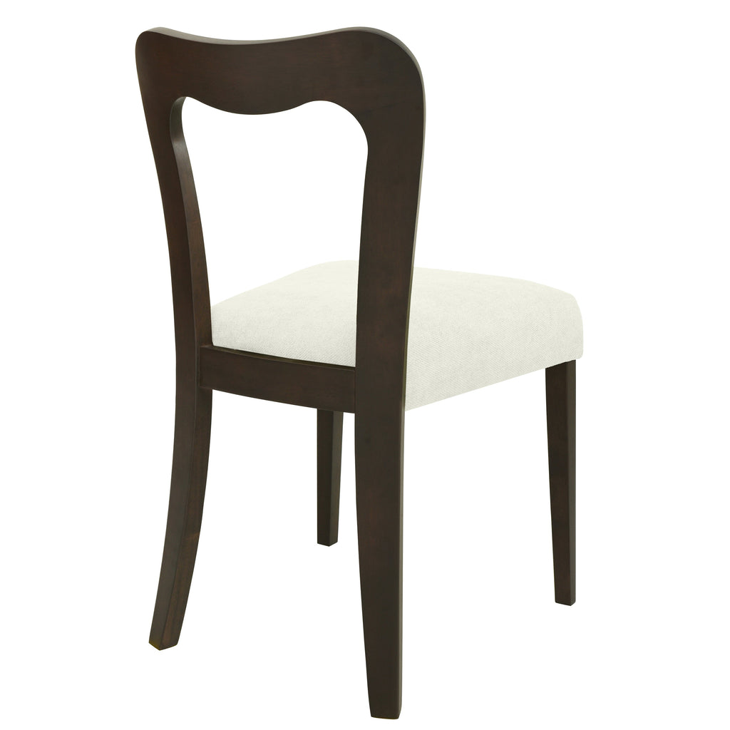 Dining Chair Without Arm Set of 2 with Rubberwood Frame - Dark Brown + Beige