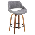 Mid-Century Modern Counter Stool with Padded Upholstery - Walnut