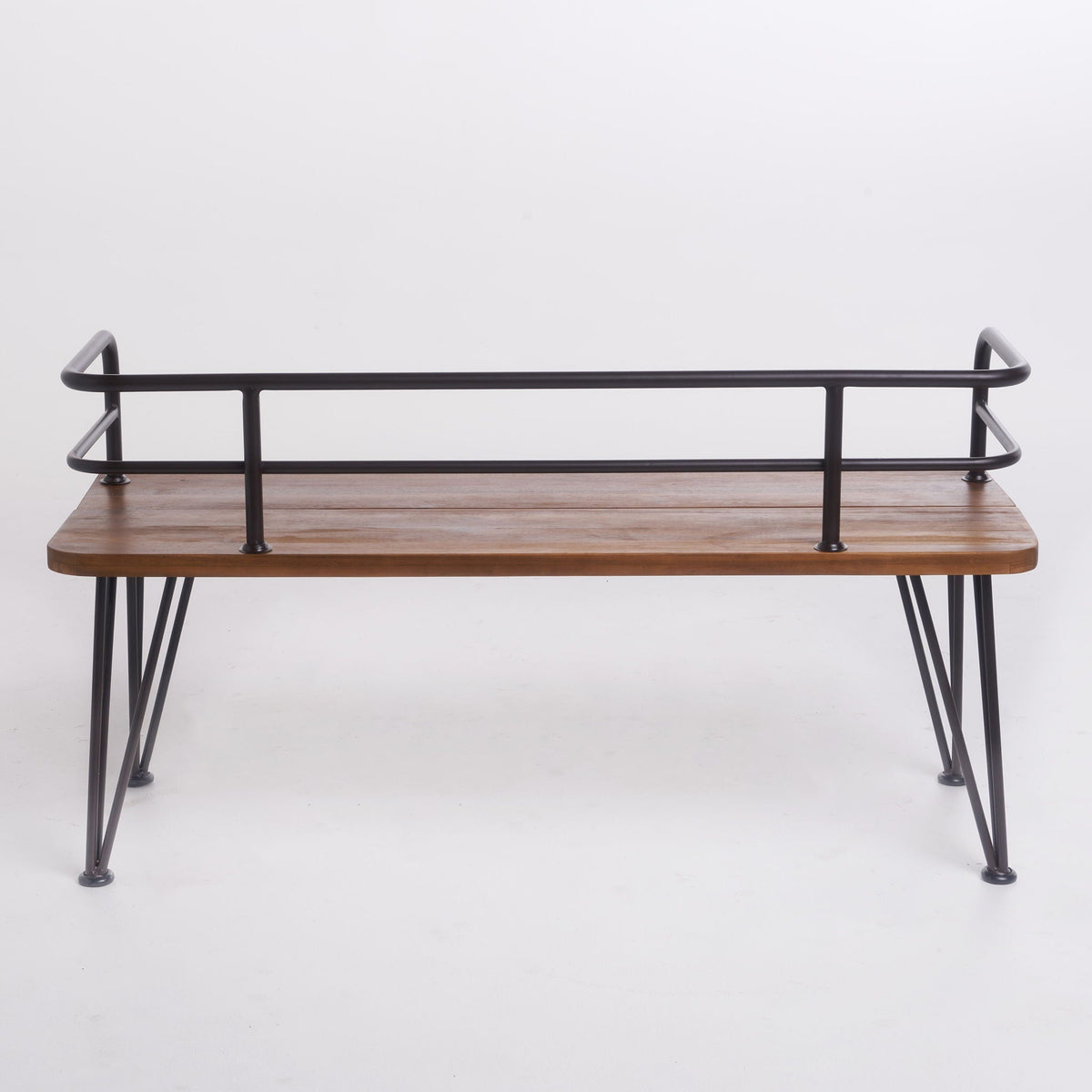 Teak Outdoor Bench with Powder Coated Iron Frame – Teak