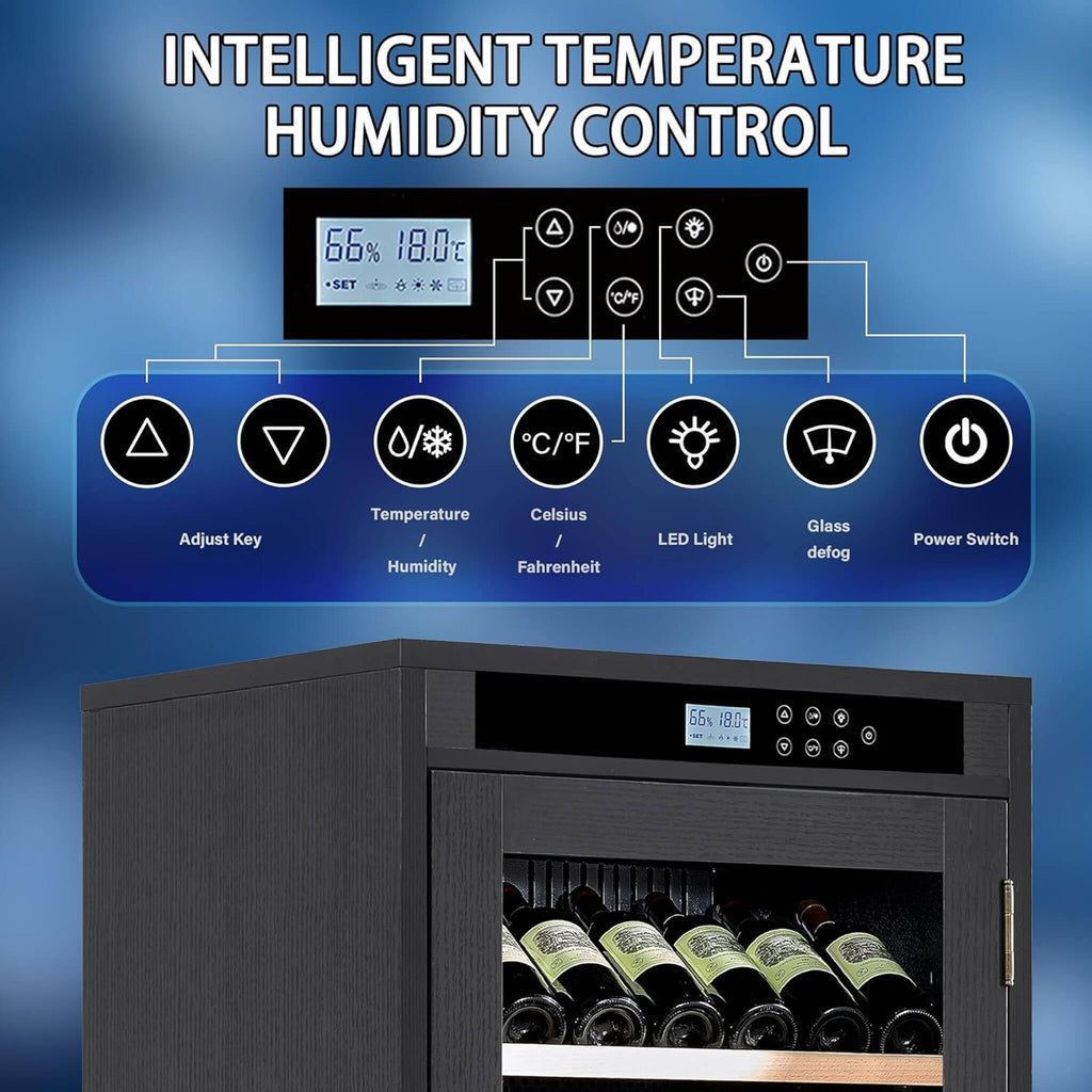 69-Bottle 7.6 Cu.Ft Freestanding Smart Wooden Wine Cooler With LED Touch Display (SAK24861)