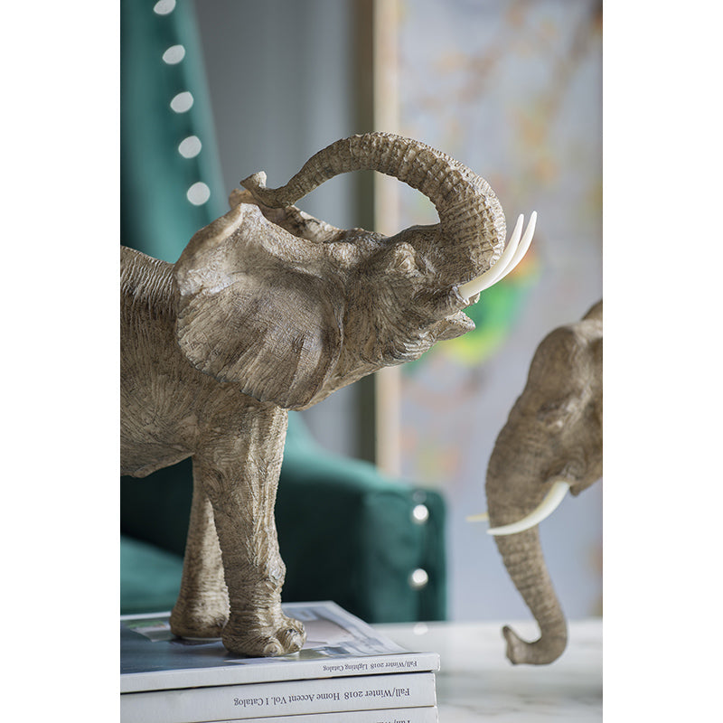 Polyresin Elephant Accent Decorative Object with Trumpeting Design - Black/Polyresin