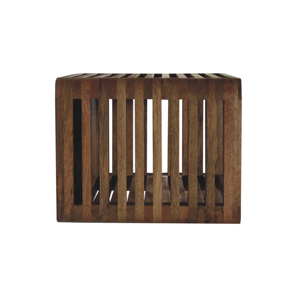 Soba Wall-Mounted Bedside Nightstand with Open Storage - Natural Mango Wood