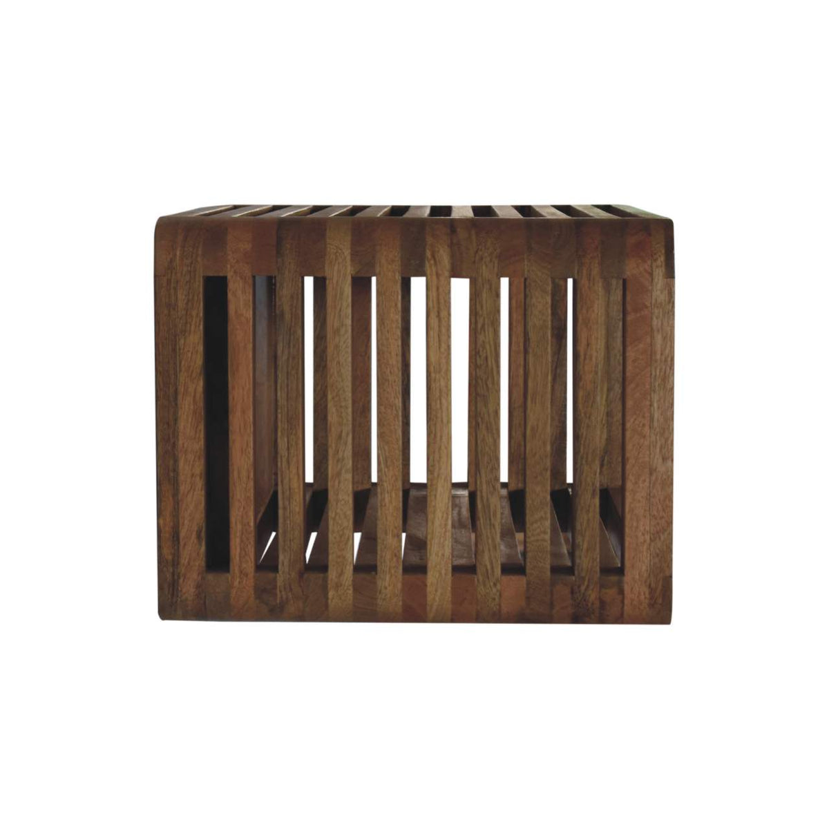 Soba Wall-Mounted Bedside Nightstand with Open Storage - Natural Mango Wood