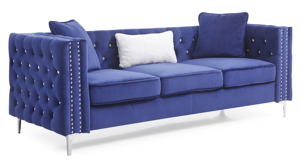Paige Tufted Sofa with Faux Diamond Buttons - Multiple Colors