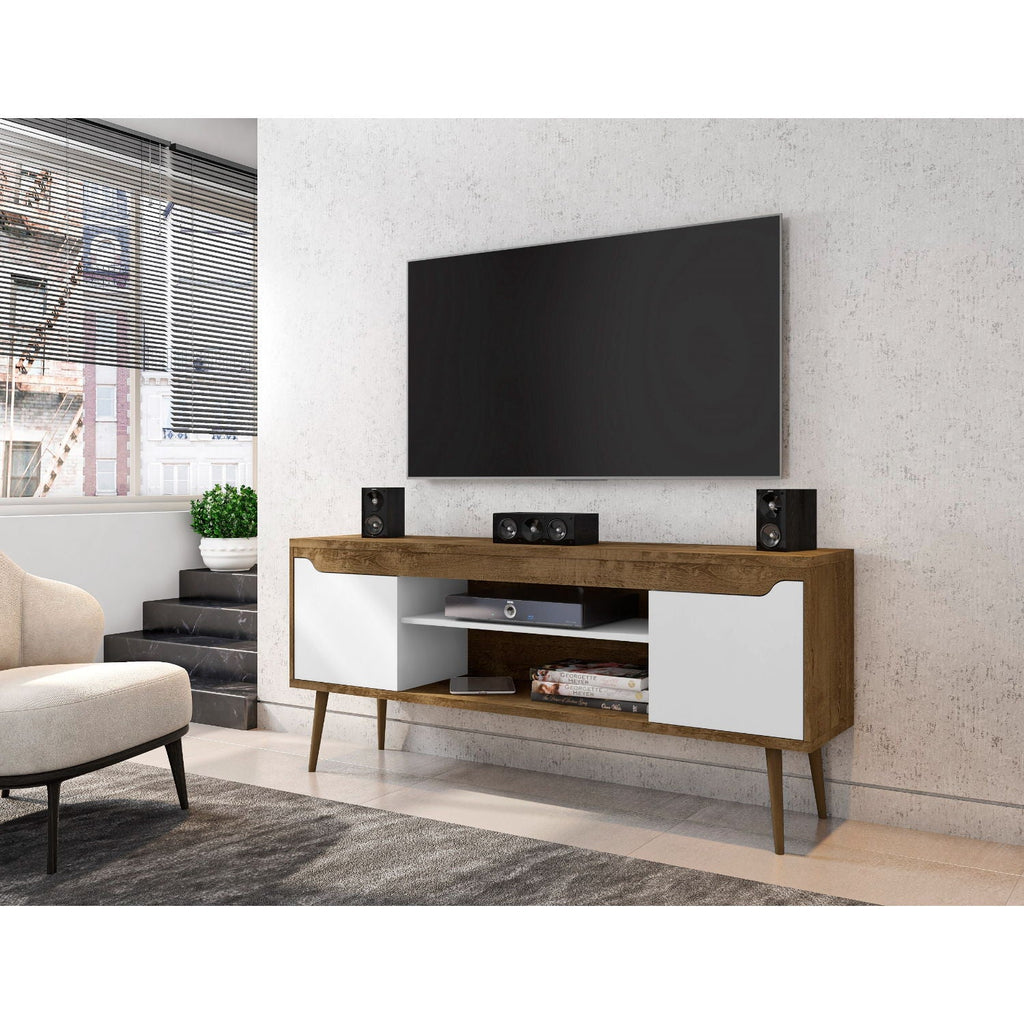 Modern Design TV Stand with Concealed Storage - White or Yellow