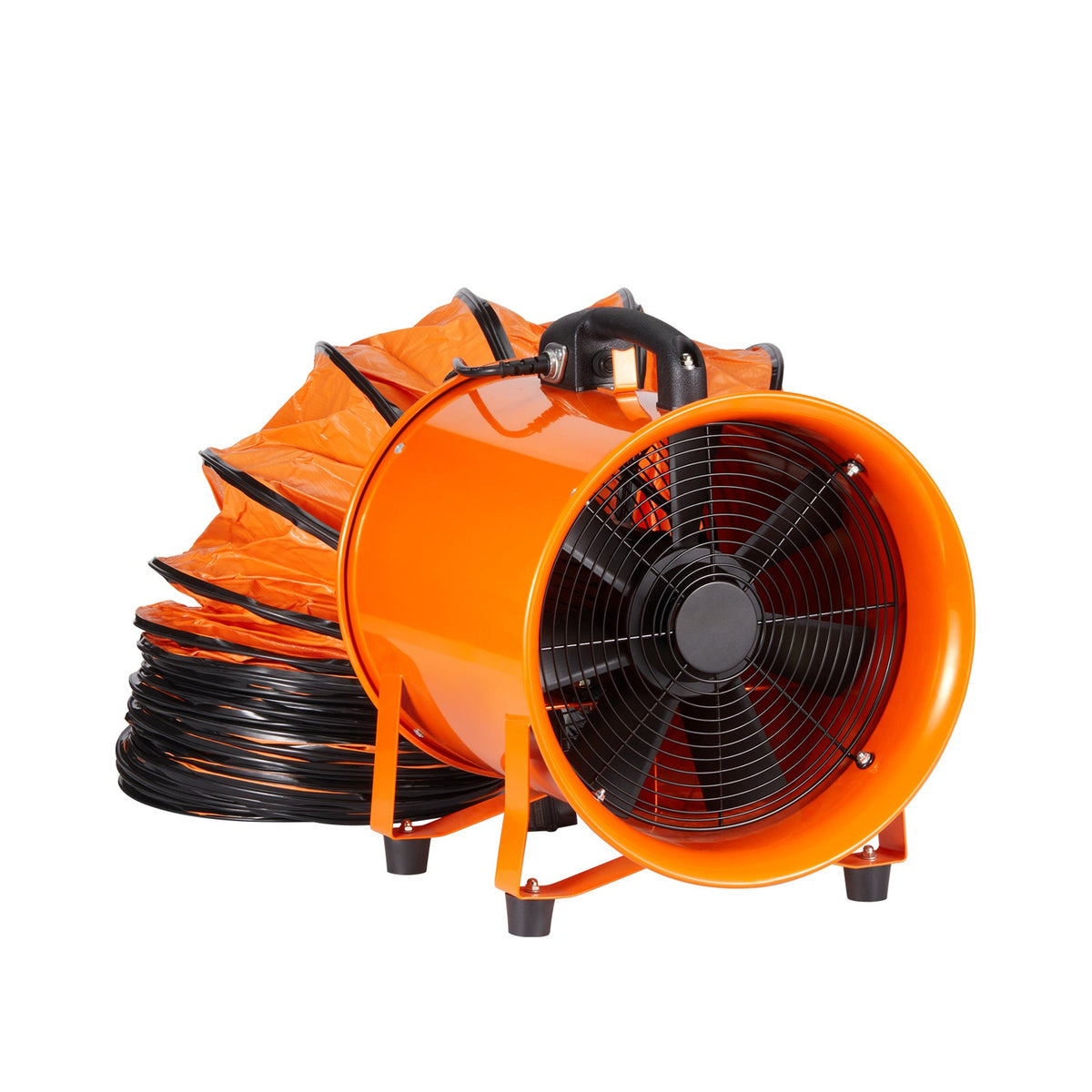 12-Inch Heavy Duty Cylinder Ventilation Fan with 16.4ft Duct Hose - Iron