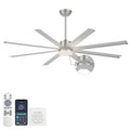 72 Inch Industrial Ceiling Fan with Light and Remote Control - Aluminum