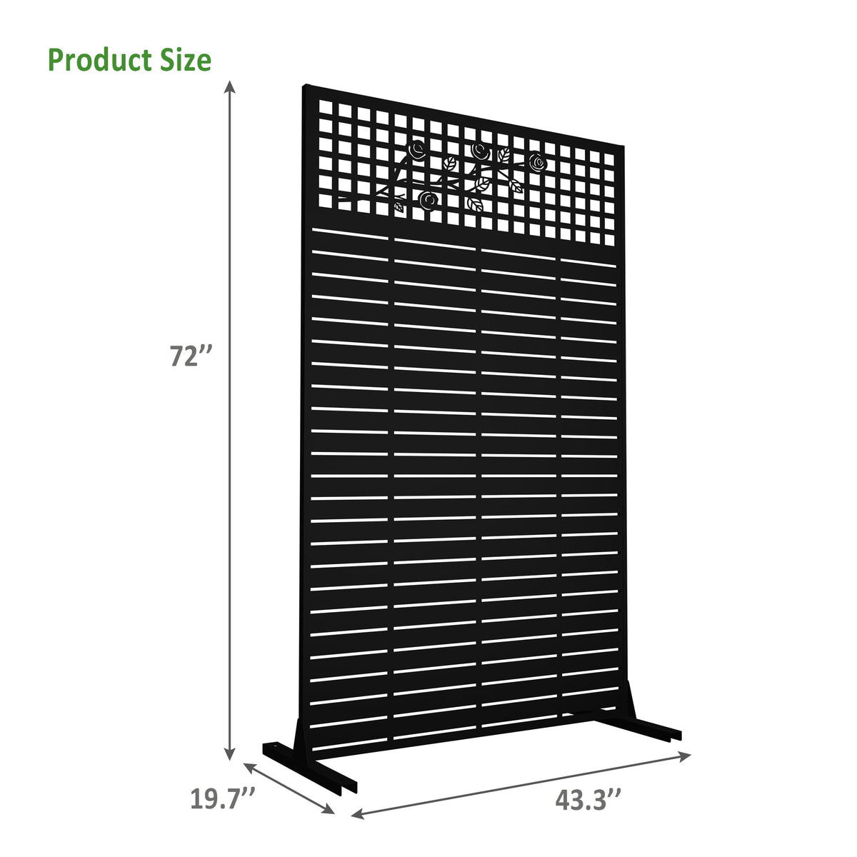 Metal Privacy Screens with Freestanding Iron Construction - Black