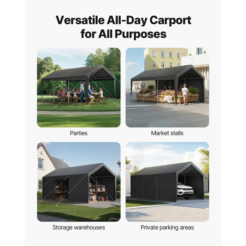 Heavy Duty 12x20FT Carport Canopy with Sidewalls - Outdoor Shelter