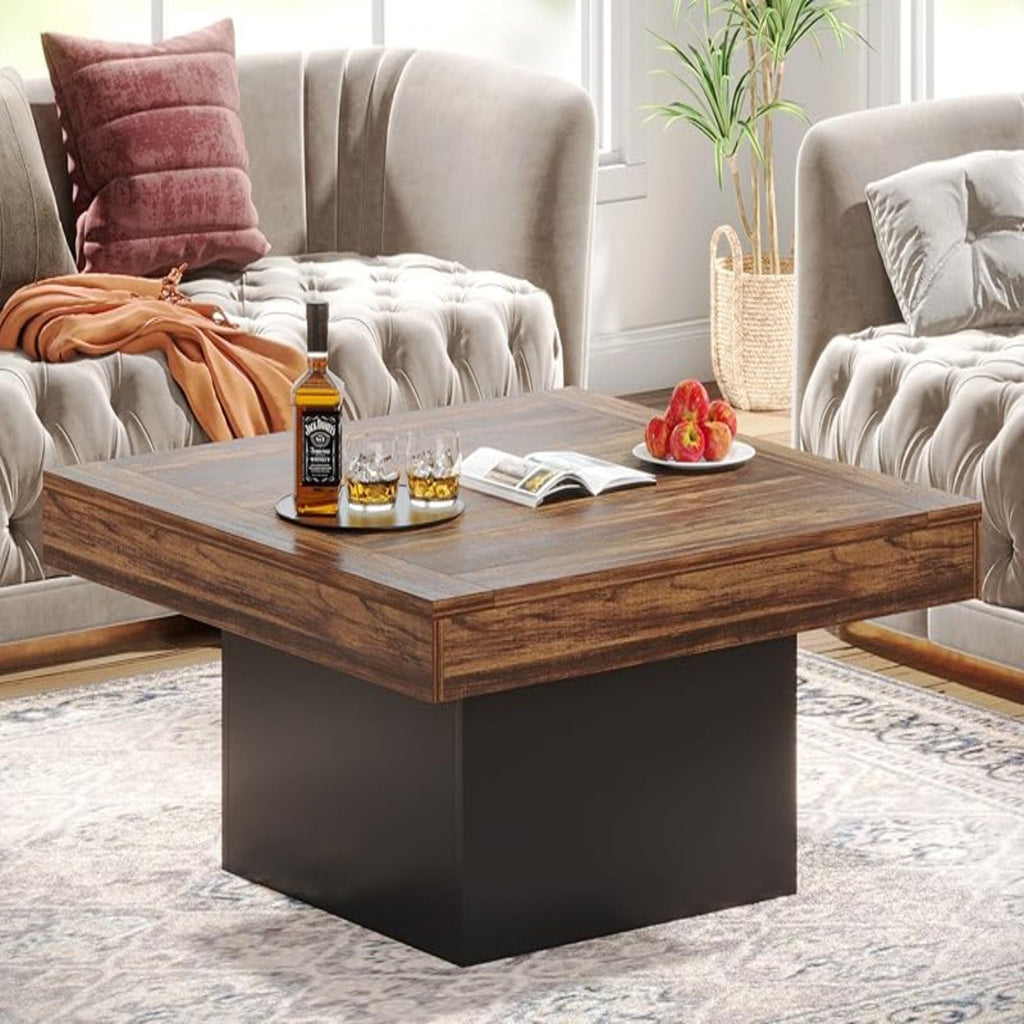 LED Coffee Table with Adjustable Lighting - Rustic Brown