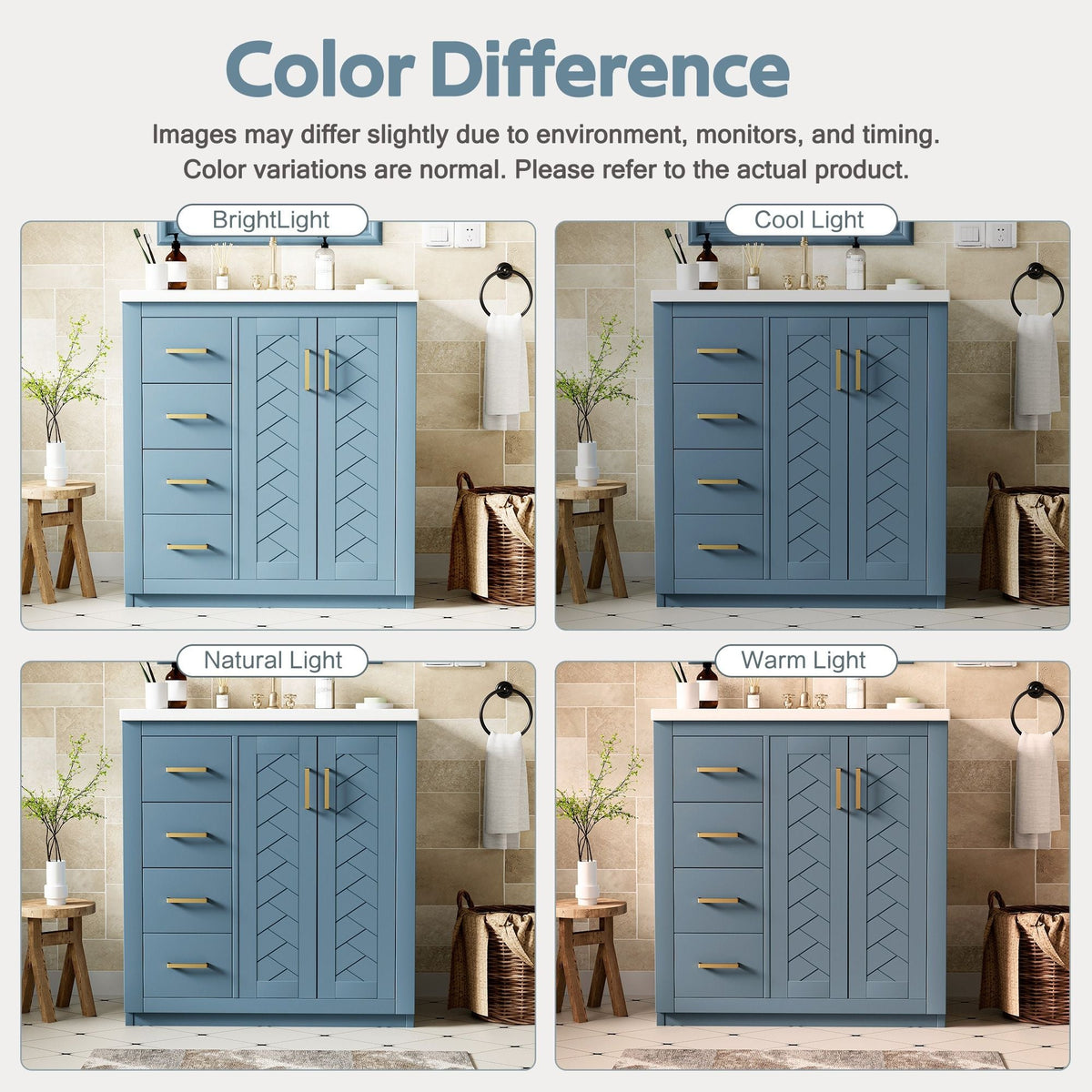 Ceramic Sink Vanity Combo with 3 Drawers and Soft Closing Doors - 30"