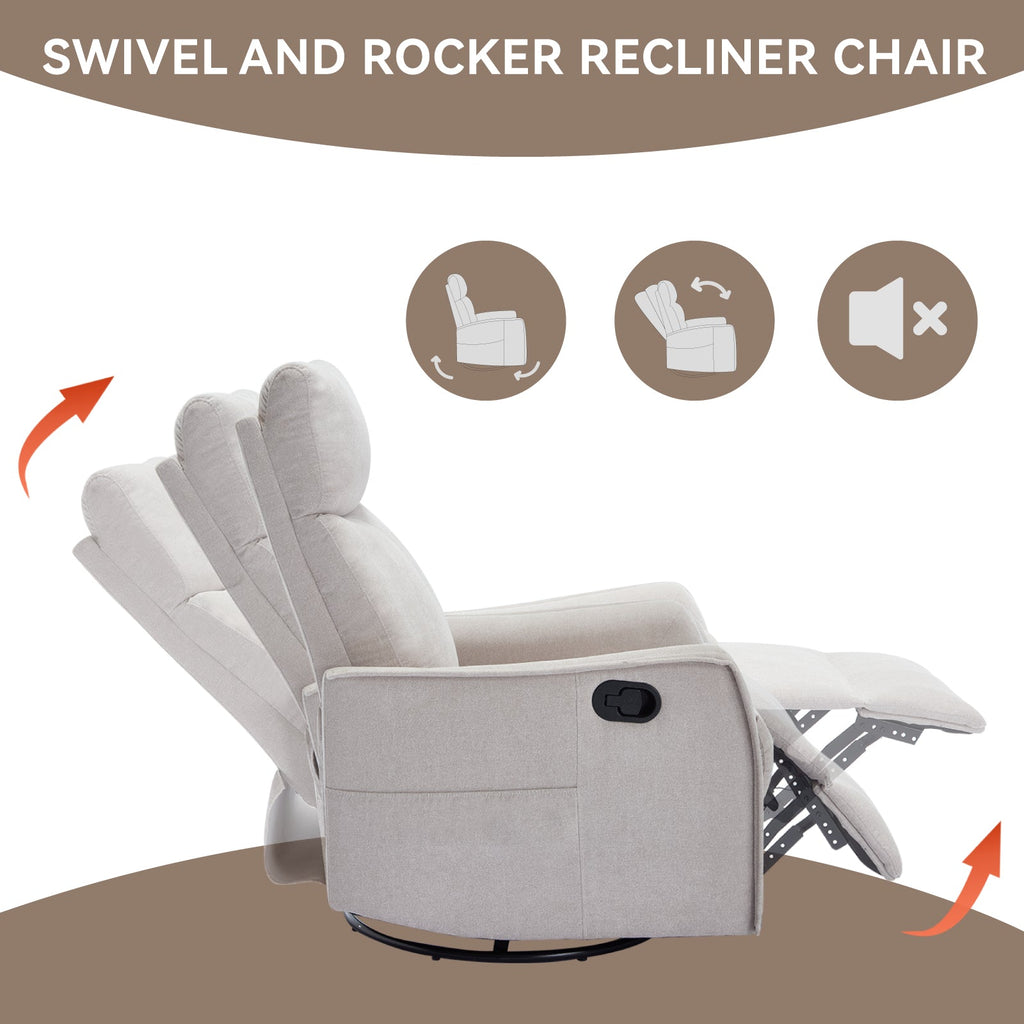Heat Massage Manual Recliner Chair with Rocker and Swivel