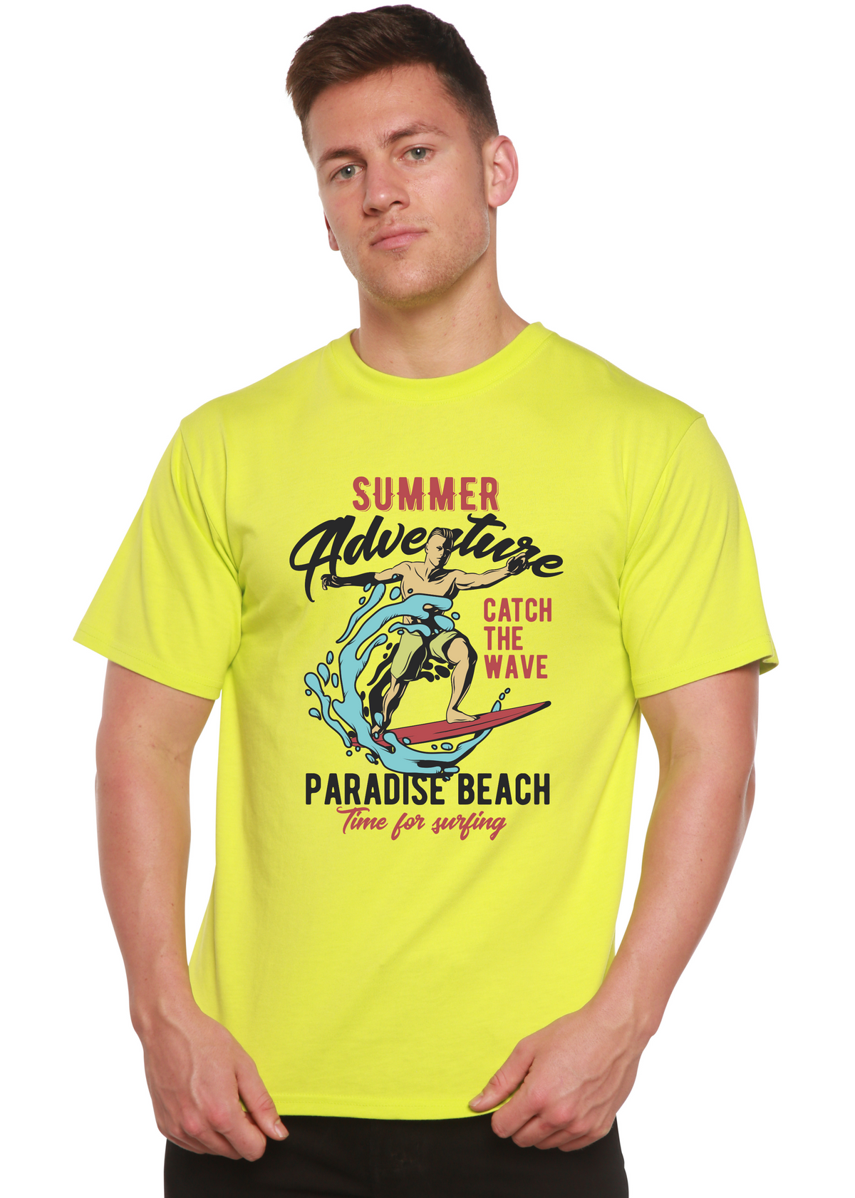 Catch The Wave Men's Bamboo Viscose/Organic Cotton Short Sleeve Graphic T-Shirt