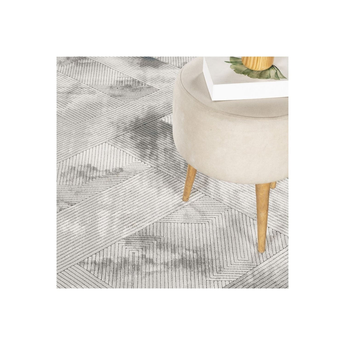 Geometrix Contemporary Area Rug with 3D Effect - Gray