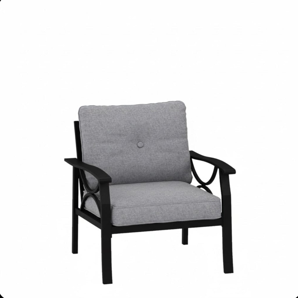 All-Weather Armchairs with Cushions, Modern Sculptural Design – Beige or Dark Gray