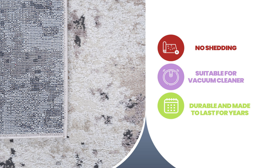 Abstract Runner Rug with Stain Resistance - Beige or Blue