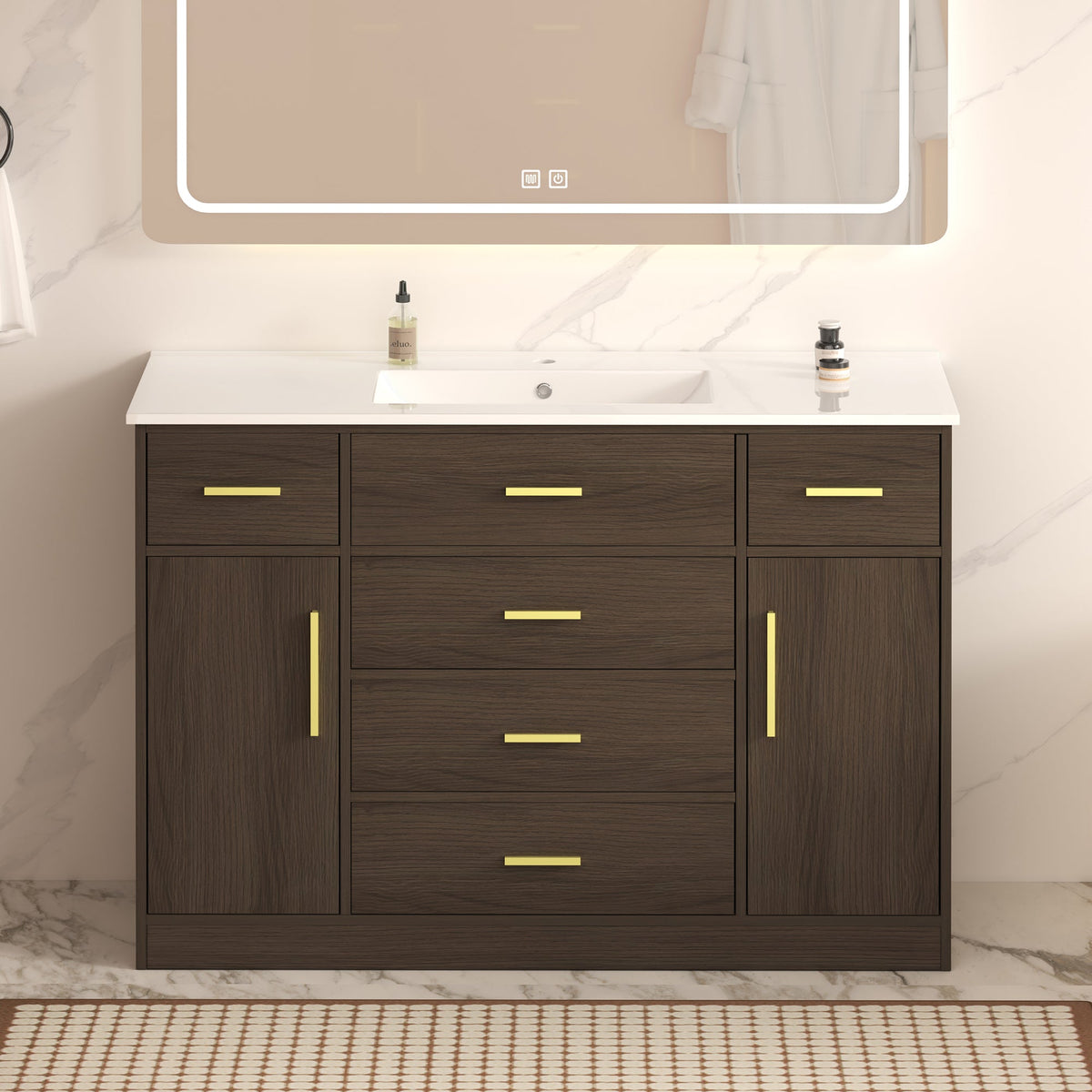 48" Dark Brown Bathroom Vanity