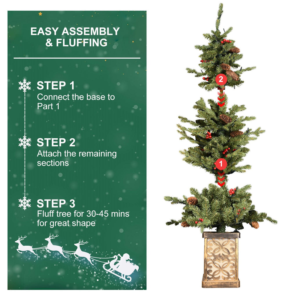4FT Pre-Lit Christmas Tree with Warm Lights - Green