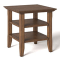 Light Brown End Table with Open Storage Shelves - MDF & Metal