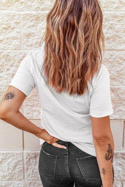 Football & Bow Round Neck Short Sleeve T-Shirt for Women