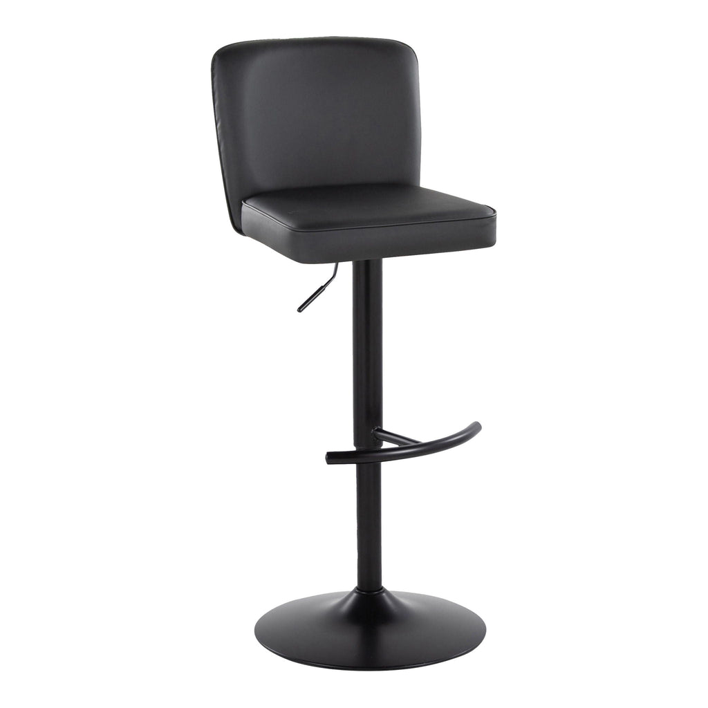 Contemporary Adjustable Barstool Set with Swivel and Rounded T Footrest - Black, White, Beige