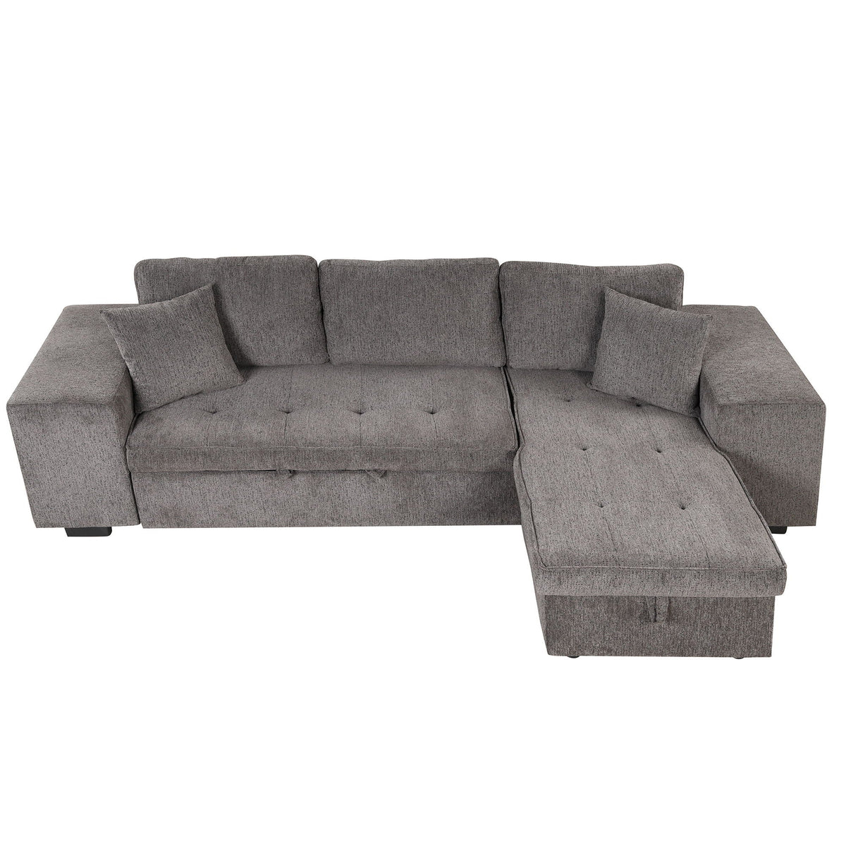 Reversible L-Shape Sleeper Sectional Sofa with Storage Chaise and 2 Stools - Multiple Colors