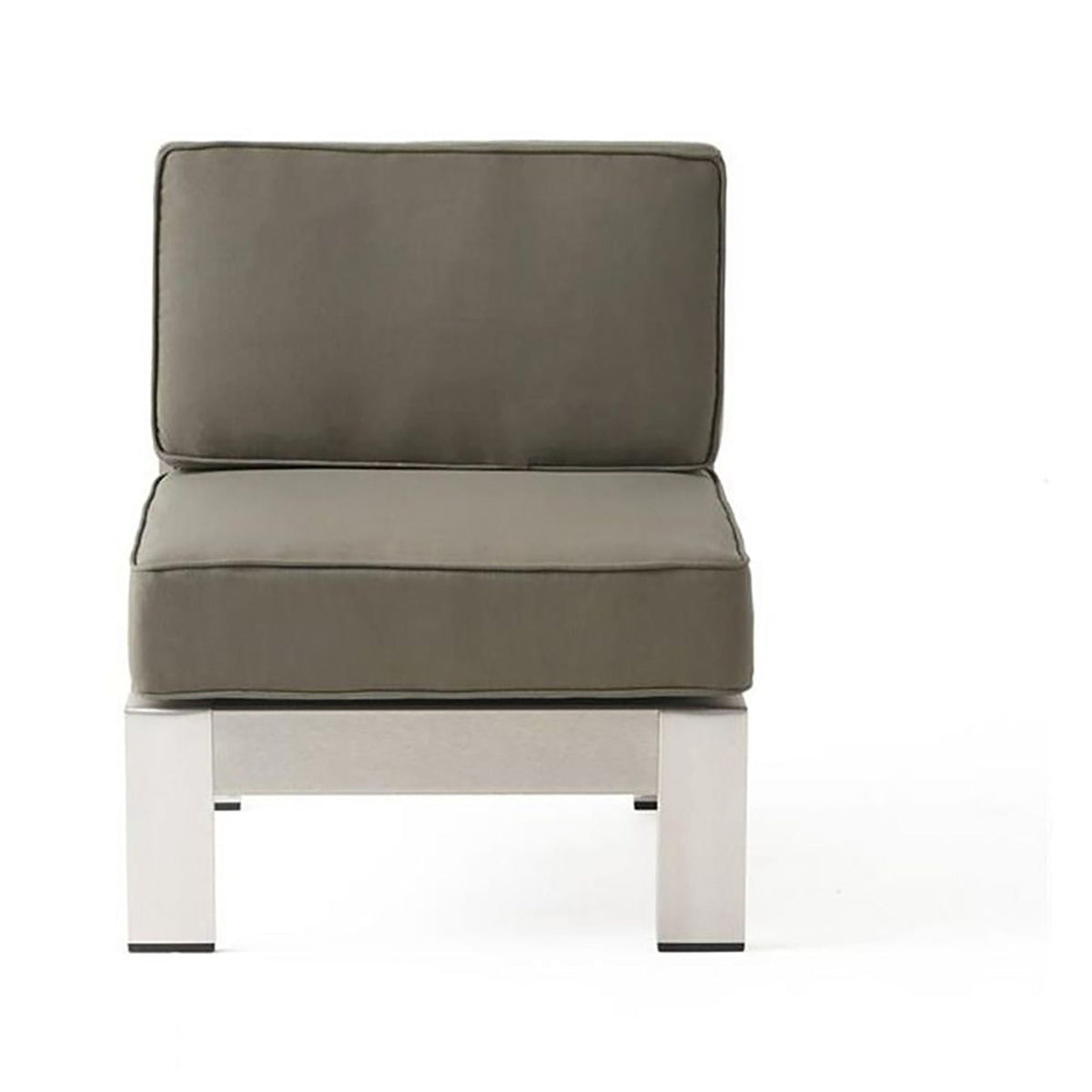 Outdoor Aluminum Armless Chair With Cushion - Silver