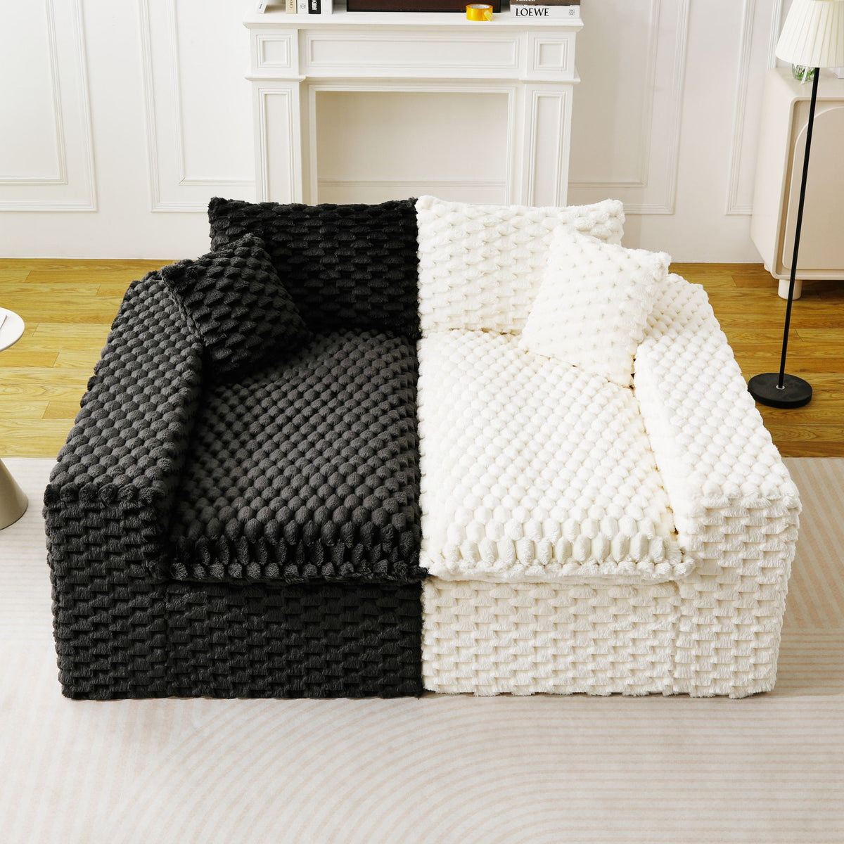 Luxury Multifunctional Sofa for Living Room with Adjustable Layout - Black, Dark Green, White, Pink