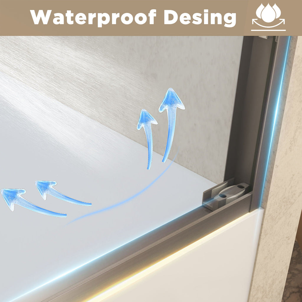 Double Sliding Shower Door with Explosion Proof Film - Black, Gray, or Dark Gray