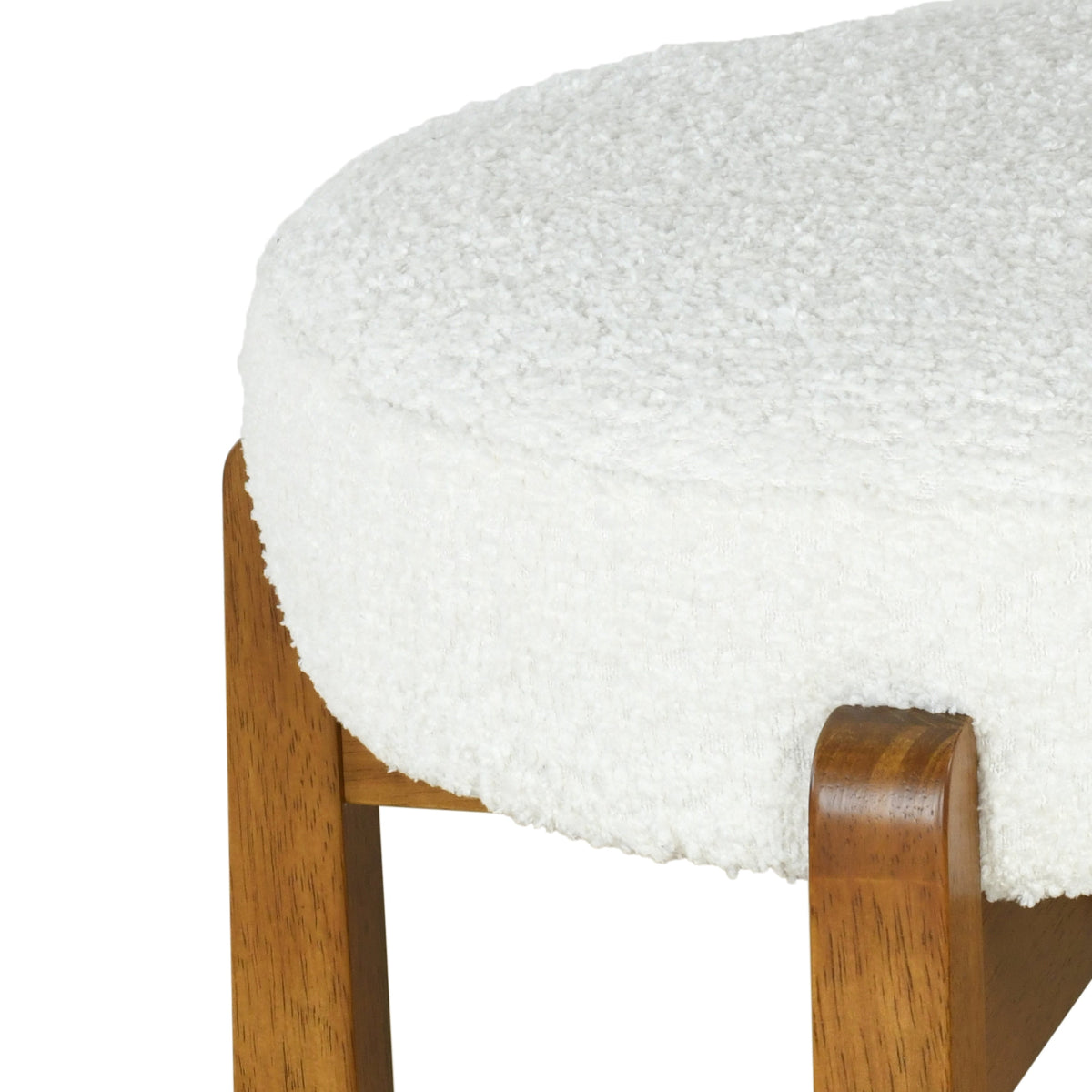 Walnut Wooden Low Back Barstool with Padded White Seat - Walnut