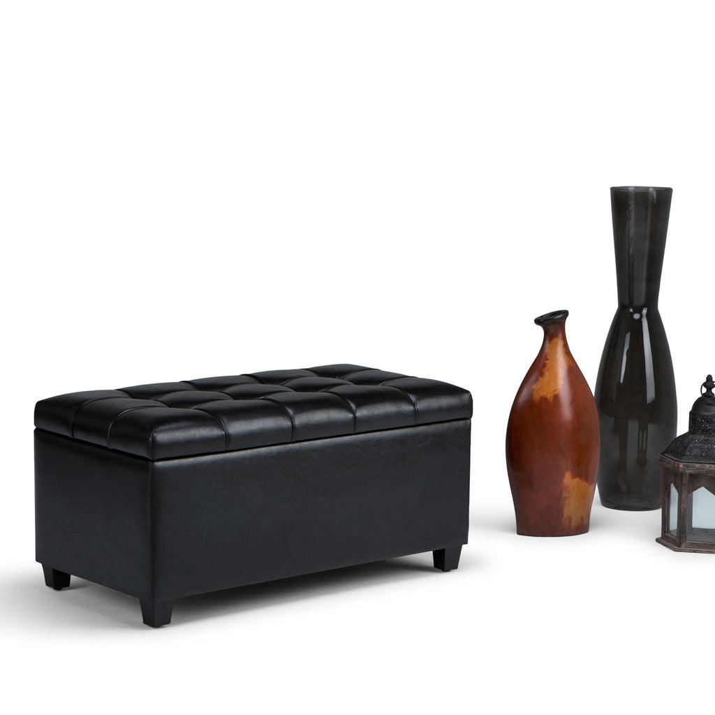 Upholstered Storage Ottoman Bench with Safety Hinge - Multiple Colors