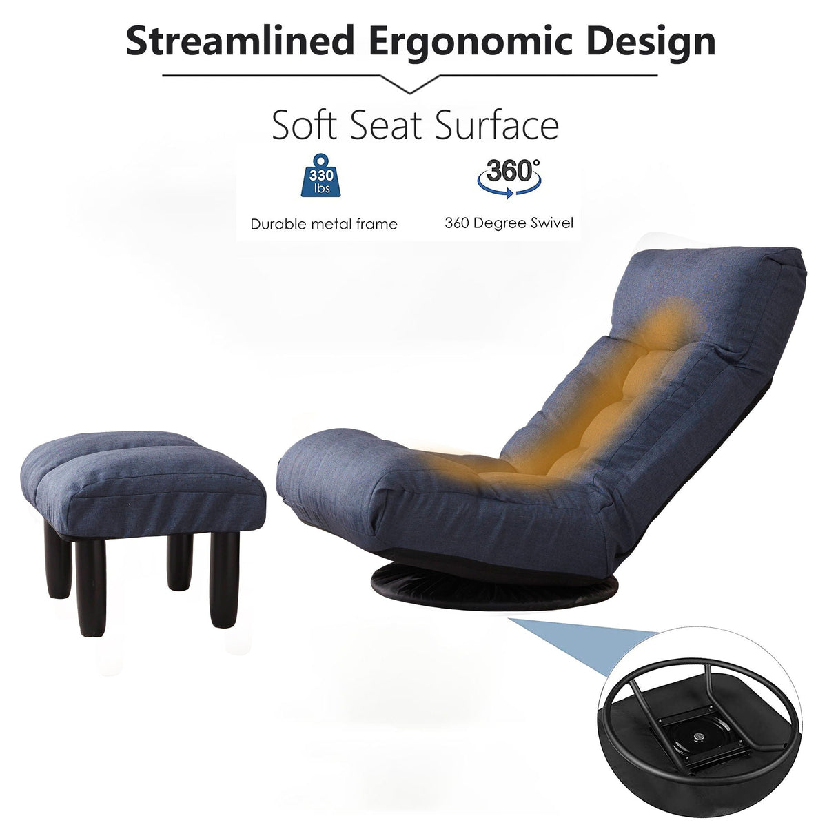 Adjustable Japanese Reclining Floor Chair Sofa With Metal Frame