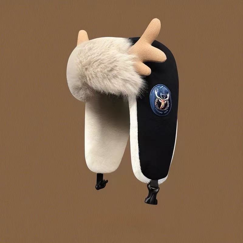 Women's Winter Plush Thickened Warm Deer Antler Hat