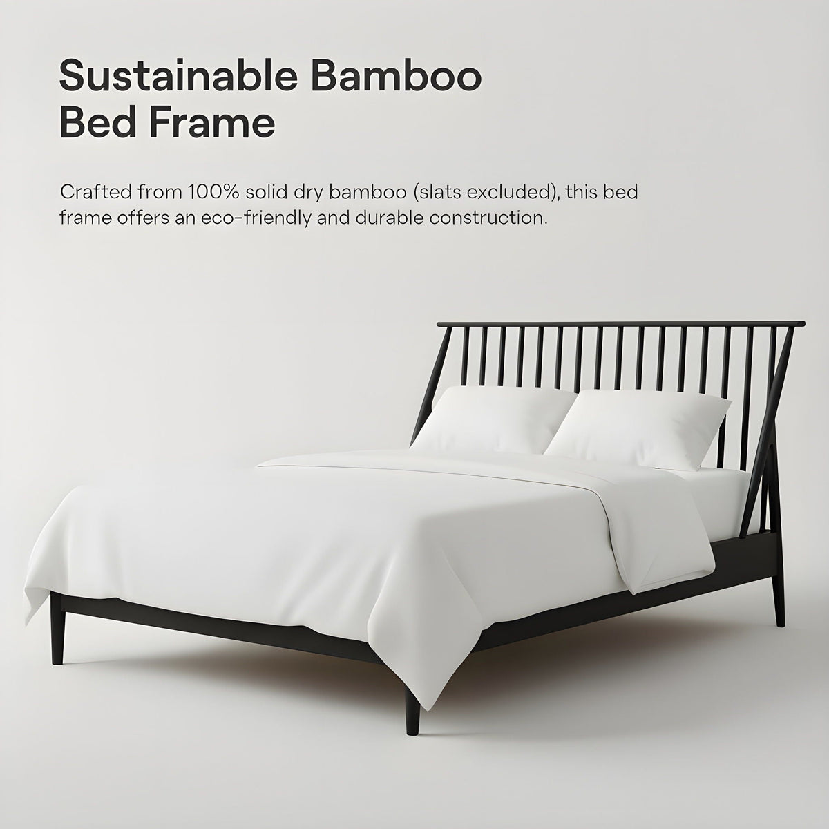 Bohemian Platform Bed with Tall Headboard - Dark Brown or Black