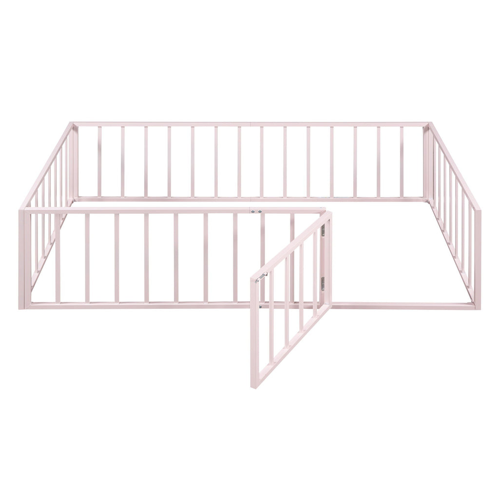 Metal Floor Bed Frame With Fence And Door