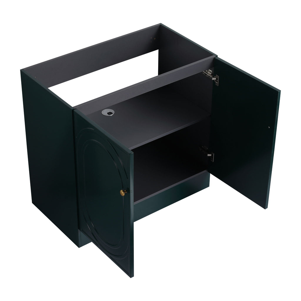 Modern Freestanding Bathroom Vanity with Soft Close Cabinet Doors - Pearl Silver, White, or Dark Green
