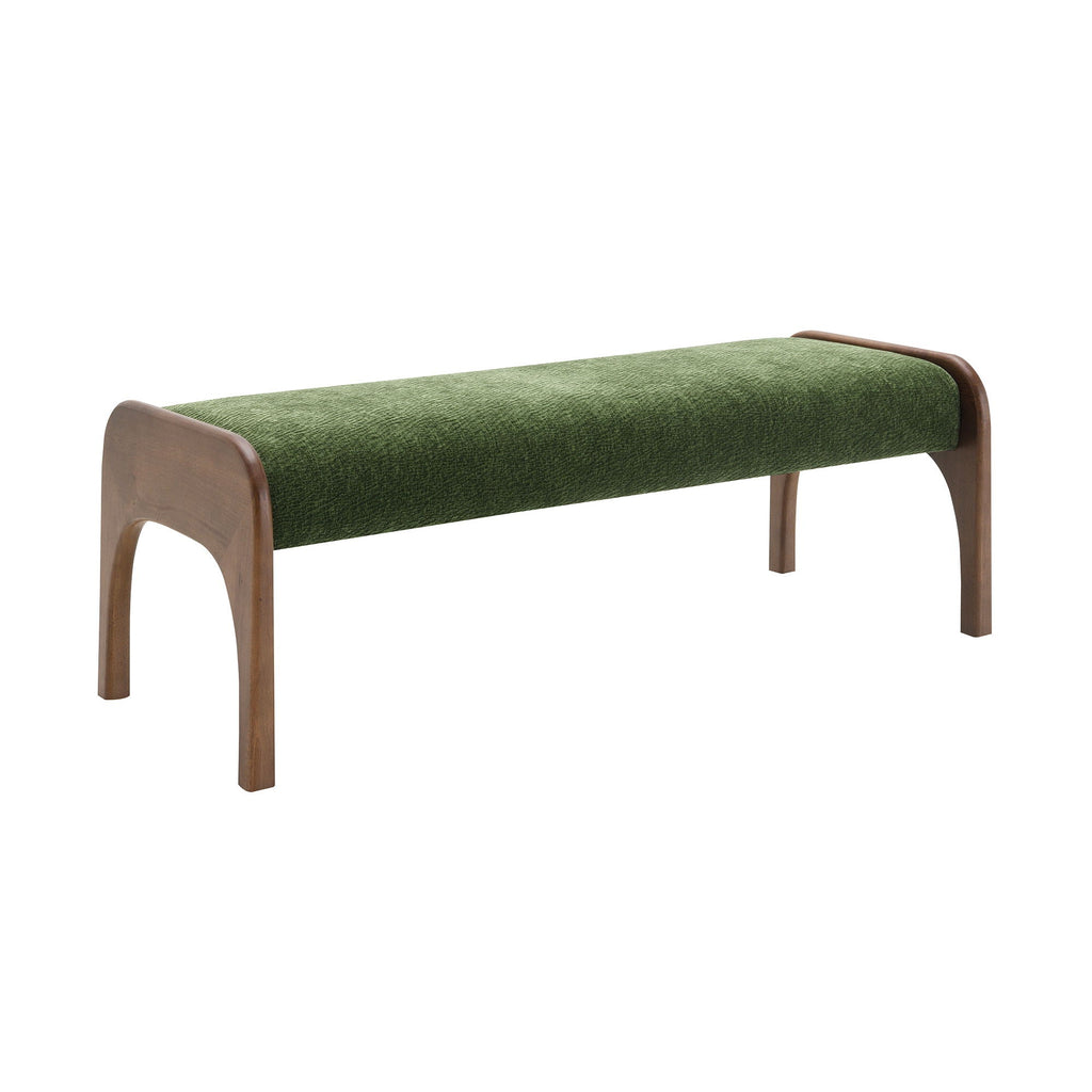 Modern Upholstered Long Bench with Plush Cushion - Beige or Dark Green