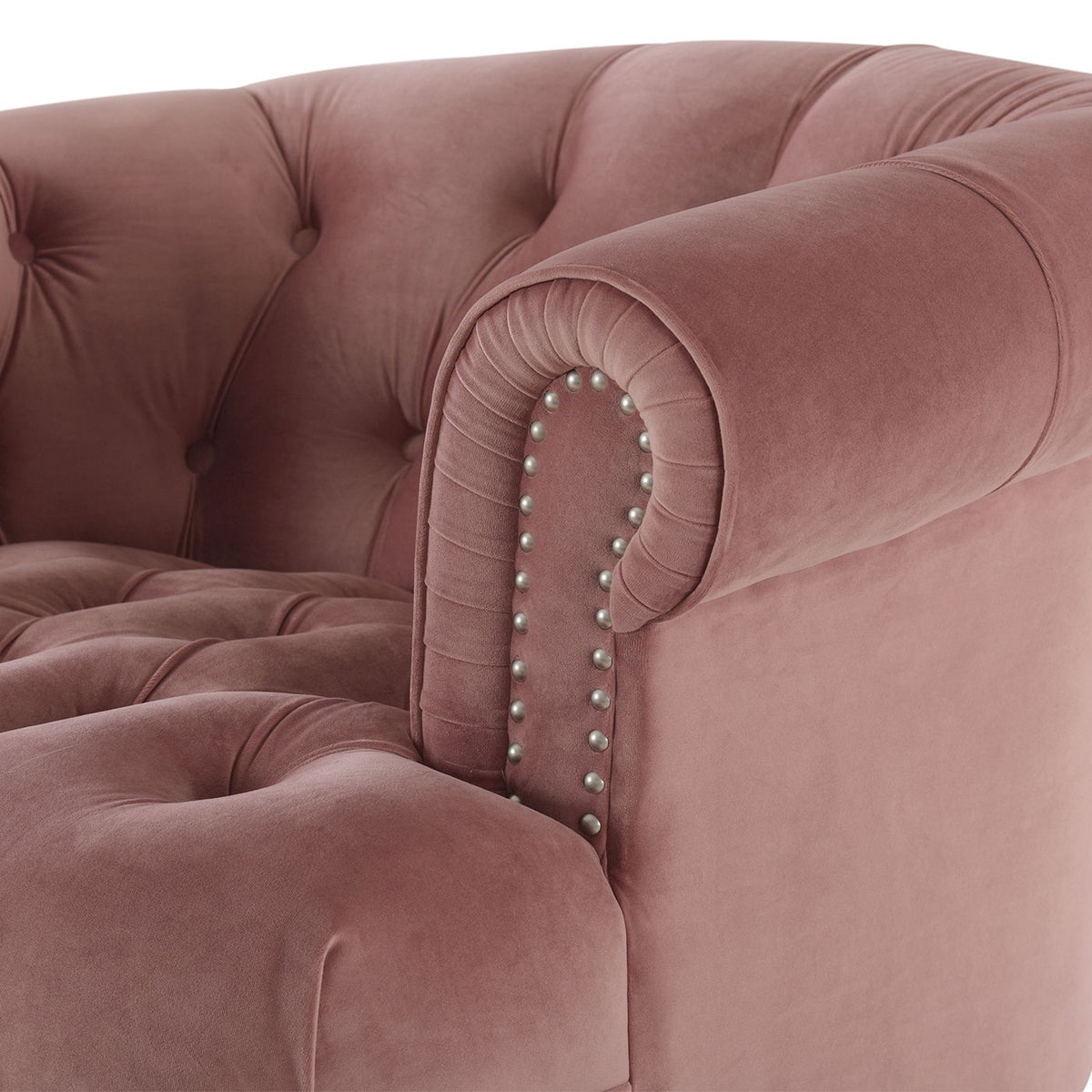 Victorian Tufted Upholstered Accent Chair with Nailhead Trim - Dark Red, Blue, or Pink