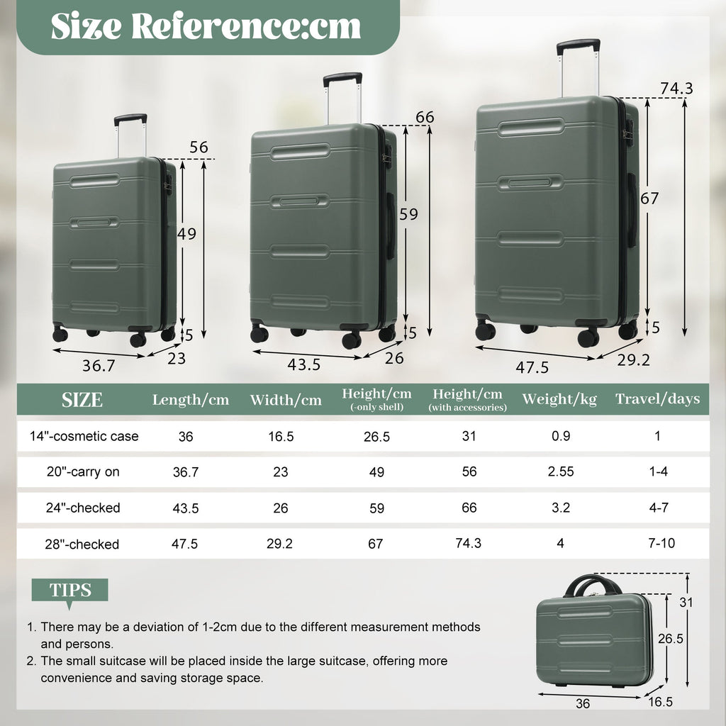6 Piece Lightweight Hardshell Luggage Set with Spinner Wheels