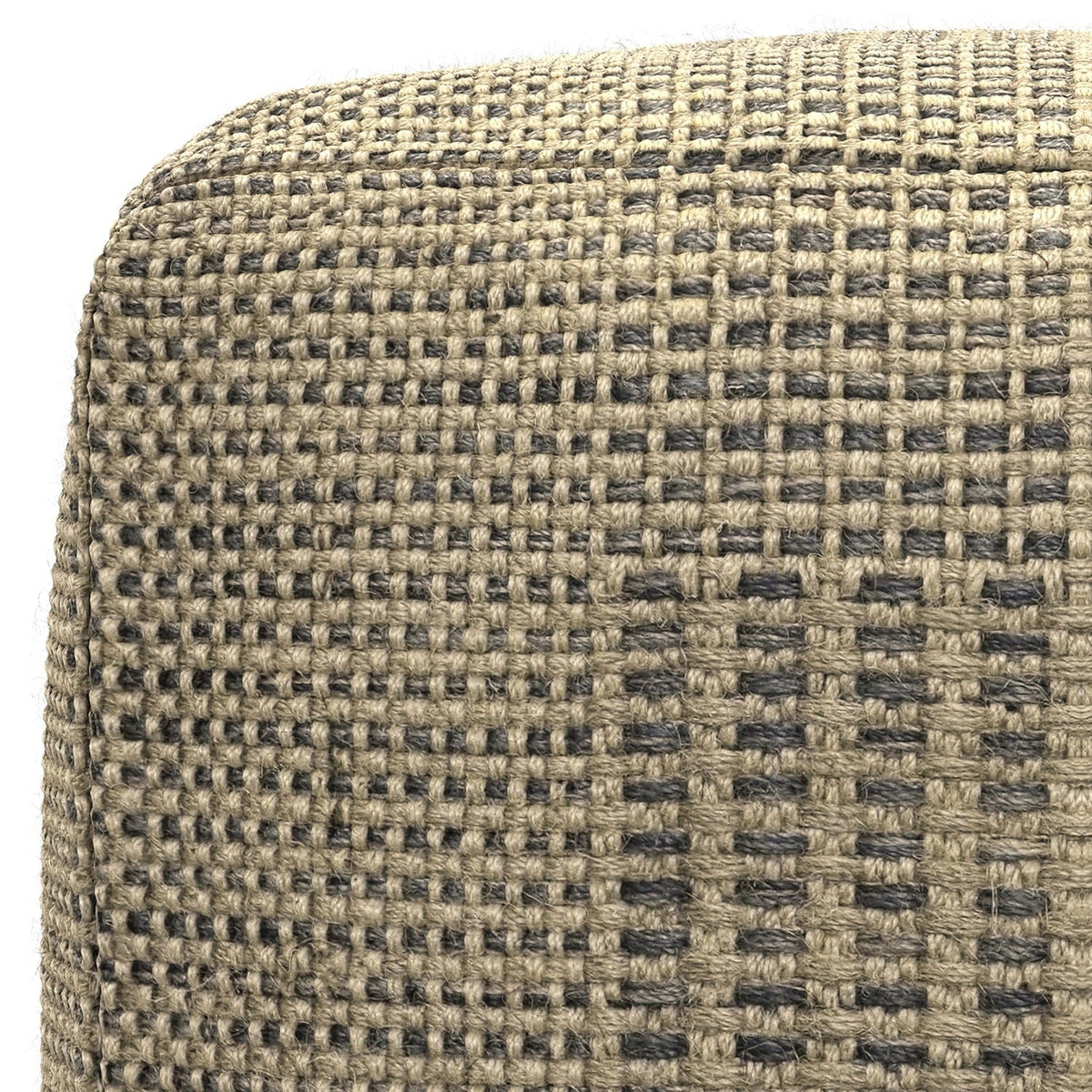 Square Woven Pouf with Dense Polystyrene Filling - Natural