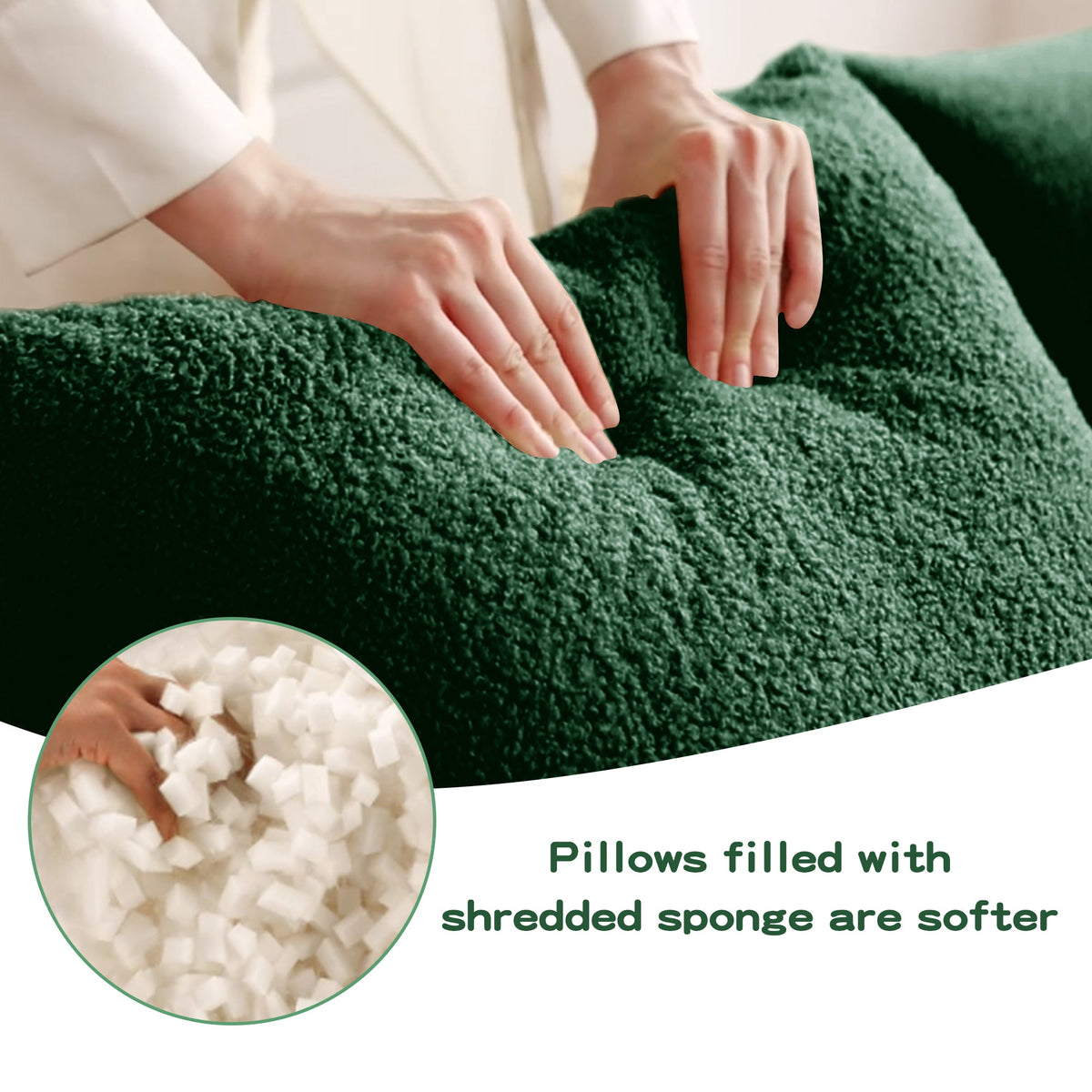 Soft Teddy Fabric Sofa with No Assembly Required - Green or Black