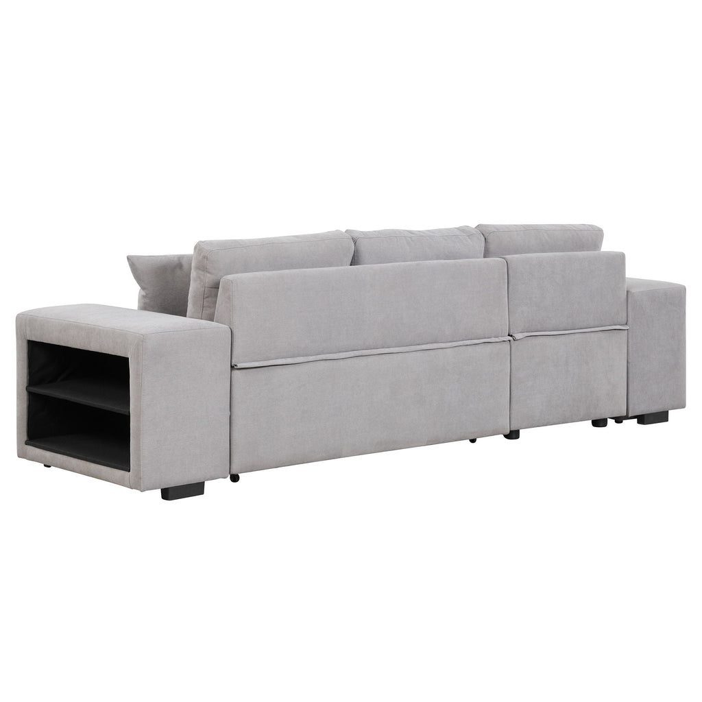 Reversible L-Shape Sleeper Sectional Sofa with Storage Chaise and 2 Stools - Multiple Colors