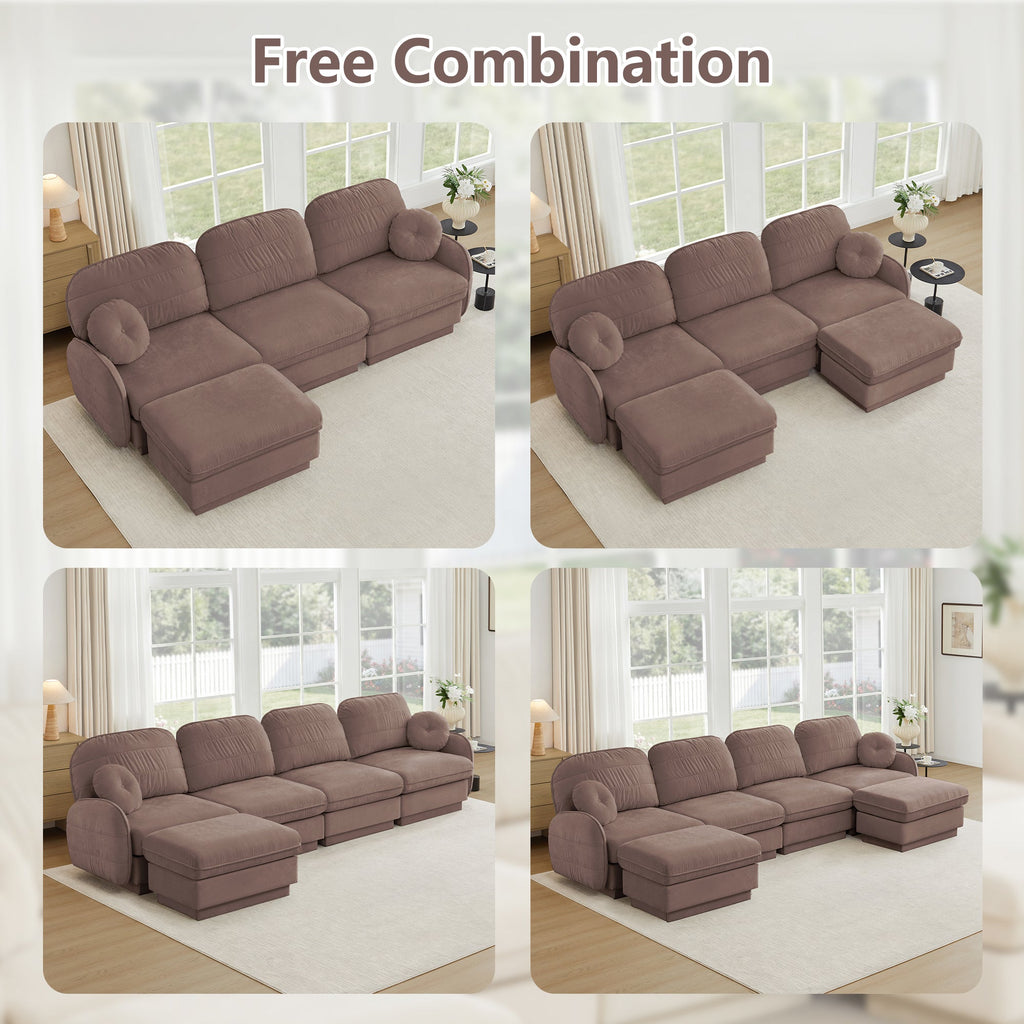 137" Chenille Cloud 4-Seater Sofa with Quilted Cushions - Chenille