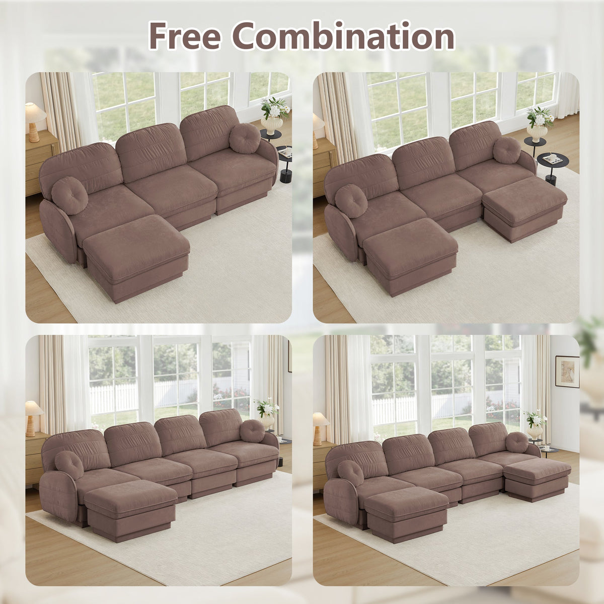 137" Chenille Cloud 4-Seater Sofa with Quilted Cushions - Chenille