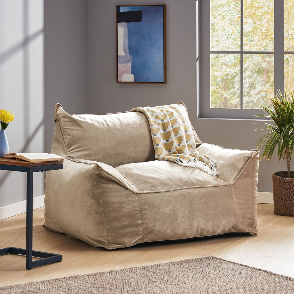 Allea Bean Bag Chair with Armrests - Fabric - Multiple Colors