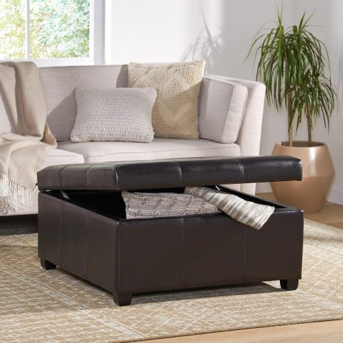 35inch Storage Ottoman, Large Square Ottoman Bench with Storage