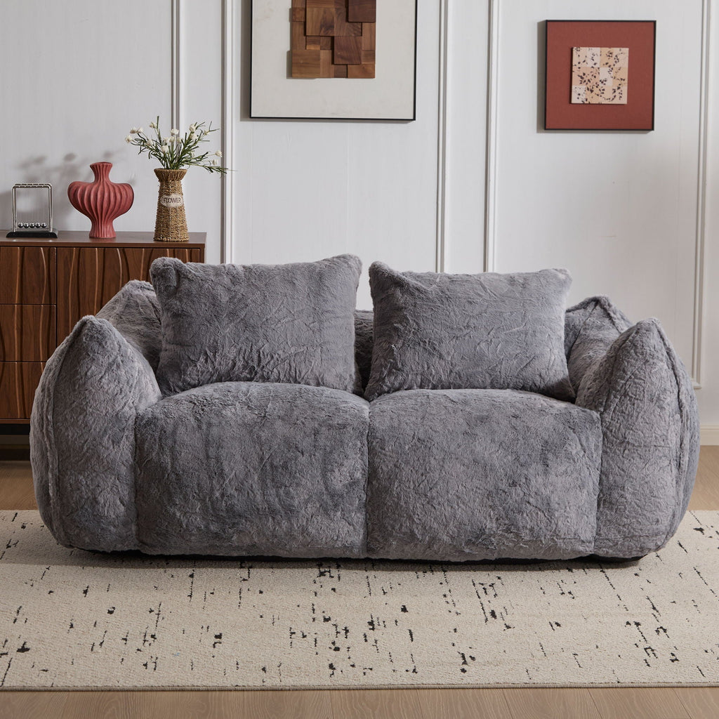 Ultra Soft Faux Fur Bean Bag Loveseat with Shredded Sponge Filling - Multiple Colors