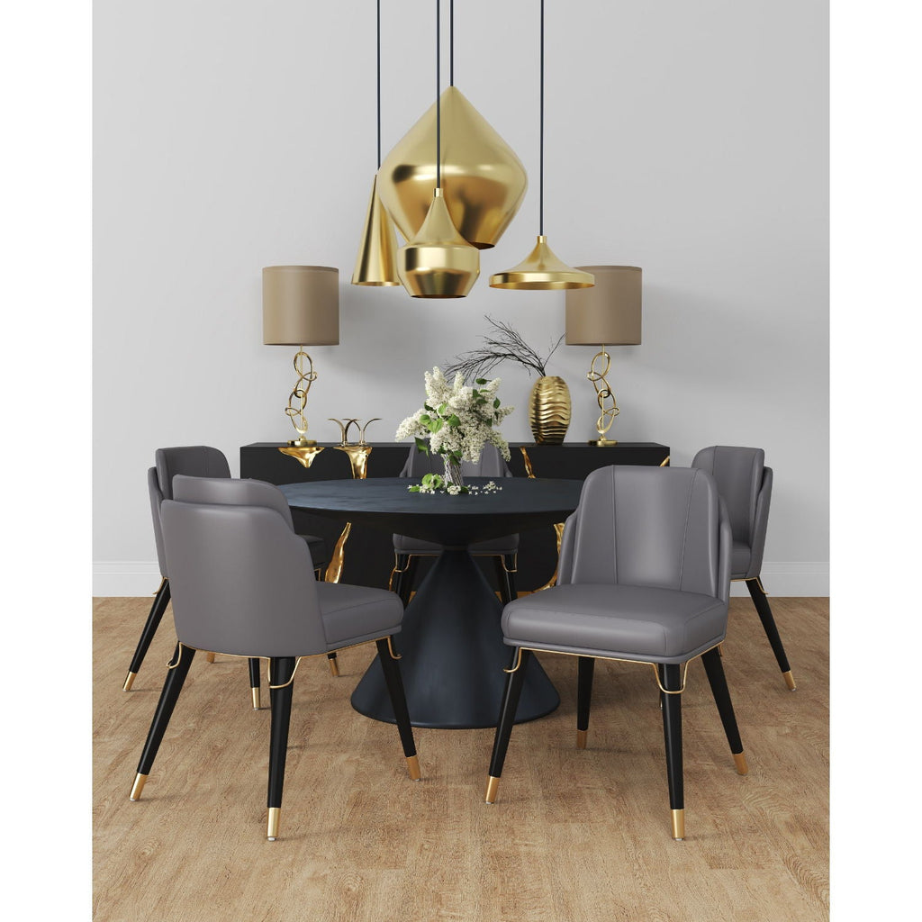 Estelle Dining Chair with Metal Accents – Dark Gray or Beige